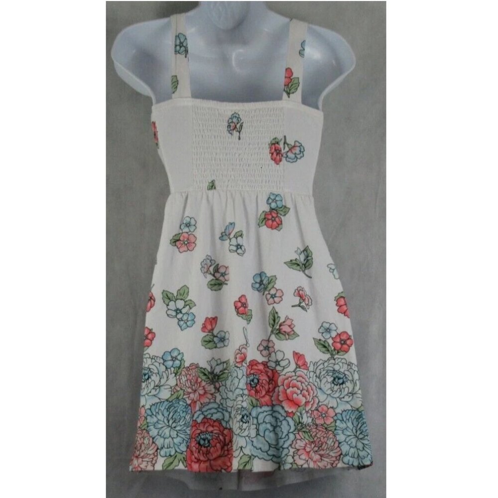 Planet Gold Juniors Floral Print Fit & Flare Dress, Egret Ivory Multi, Small - Picture 3 of 3